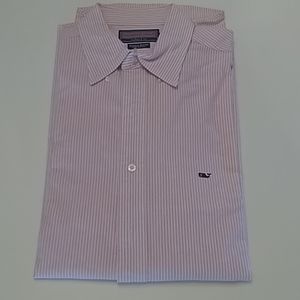 Vinyard Vines men's LG Whale Shirt pink white pins